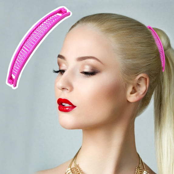 Banana Hair Clip Comb - Fishtail Ponytail Hair Accessory, Retro 80's Style, Durable Plastic, Thick Long Hair Clamp, Women Hair Styling Tool, 1 PC, Holiday Halloween Christmas Thank Makeup Organizers
