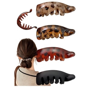 Banana Hair Clips 4 Pack, Non-Slip Strong Hold Small Banana Clips, Leopard Print Tortoise Shell Hair Claw for Thick Thin Hair(Q)