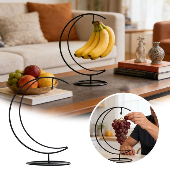 Banana Holder, Banana Tree Stand Metal, Banana Stand Holder, Holds Up to 15LB Banana or Grape, Banana Rack for Kitchen Counter, Black For Countertop And Pantry Storage