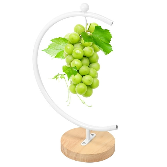 Banana Holder Stand Moon Shape Banana Hanger Rack Metal Fruit Hanger with Wood Base Stable Banana Hanger Stand Decorative Grape Stand Holder for Hanging Banana Grape