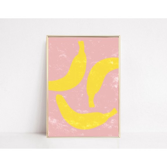 Banana Illustration Boho Kitchen Wall Art, Unframed Paper Print Size 8x12