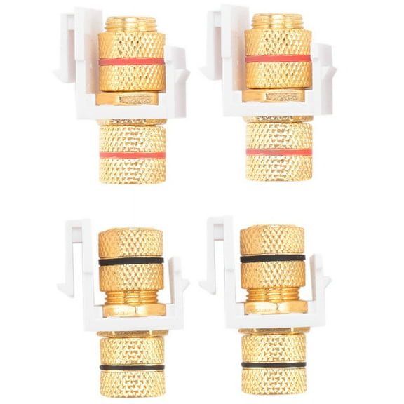 Banana Jack Binding Post Jack Insert with Black & Red Rings, Screw Type Audio Speaker , 2 Pairs/4 Pack
