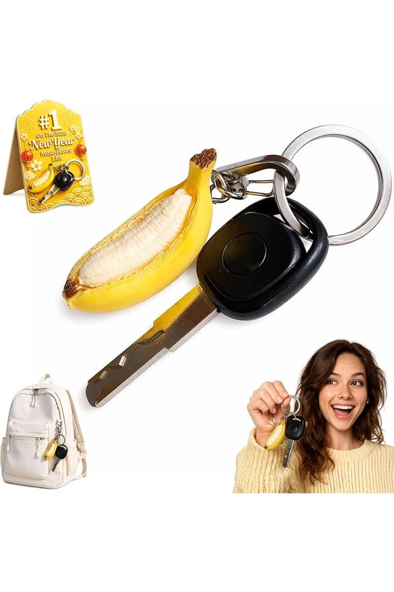 Banana Key chain, 2026 Replica Peeled Funny Banana Keychain, Cute Mini Keychain Bag Clip, Bag Accessory for Women