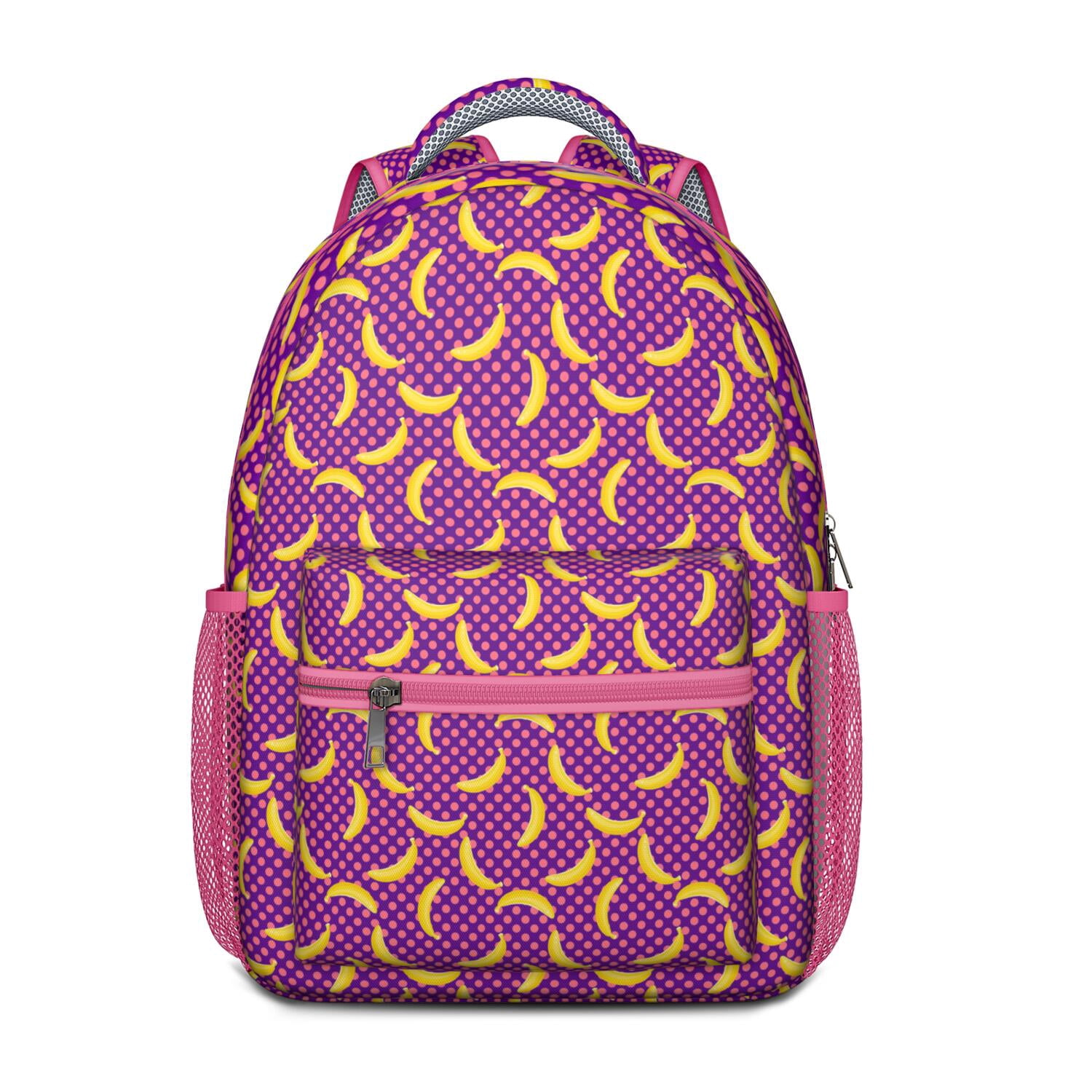 Banana Backpack Tropical Yellow Fruit Pattern Print Design Aesthetic ...