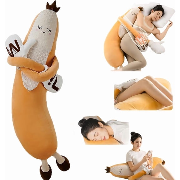 Banana King Hugging Pillow, Remote Control Heating Patting Pad, Bluetooth Voice Recording Stuffed Vegetable, Partner Plush Comfort Pillows for Side Sleepers for Adults Rest Gift(Banana — Standard,S)