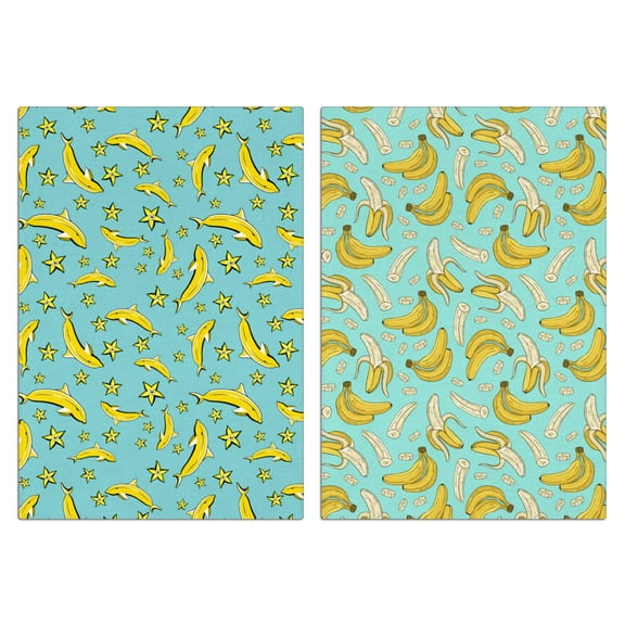 Banana Kitchen Towels Set of 2, Absorbent Dish Towels & Hand Towels - Soft Decorative Tea Towels for Tropical Kitchen Decor, Fun Fruit Themed Bar Mops for Baking