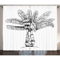 thumbnail image 1 of Banana Leaf Curtains 2 Panels Set, Sketch Art Image of Ensete Banana Plant with Modern Monochrome Design, Window Drapes for Living Room Bedroom, 108W X 96L Inches, Black and White, by Ambesonne, 1 of 3