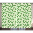 thumbnail image 1 of Banana Leaf Curtains 2 Panels Set, Sparse and Jumbled Pattern of Tropical Banana Plant Leaves, Window Drapes for Living Room Bedroom, 108W X 84L Inches, Emerald Apple Green and Pearl, by Ambesonne, 1 of 3
