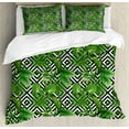 thumbnail image 1 of Banana Leaf Duvet Cover Set, Coconut Palm Tree on Modern Abstract Backdrop Rainforest Design, Decorative 3 Piece Bedding Set with 2 Pillow Shams, King Size, Black White Hunter Green, by Ambesonne, 1 of 3