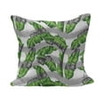 thumbnail image 1 of Banana Leaf Fluffy Throw Pillow Cushion Cover, Banana Leaves Color Digital Paintbrush Effect Exotic Boho Design, Decorative Square Accent Pillow Case, 16" x 16", Pale Grey Hunter Green, by Ambesonne, 1 of 5