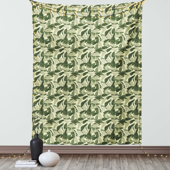 Banana Leaf Tapestry, Caribbean Exotic Tree Foliage with Vintage Look in Green Shades, Wall Hanging for Bedroom Living Room Dorm Decor, 40W X 60L Inches, Pale Green Dark Green, by Ambesonne