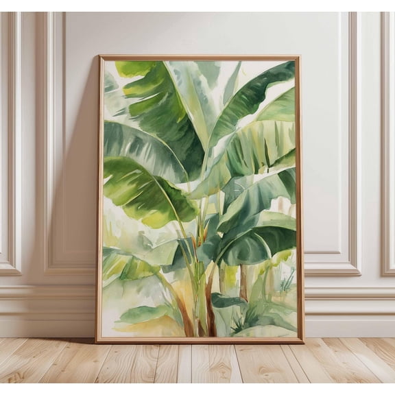 Banana Leaf Tropical Botanical Green Plant Jungle Palm Leaf Decor Unframed Paper Print