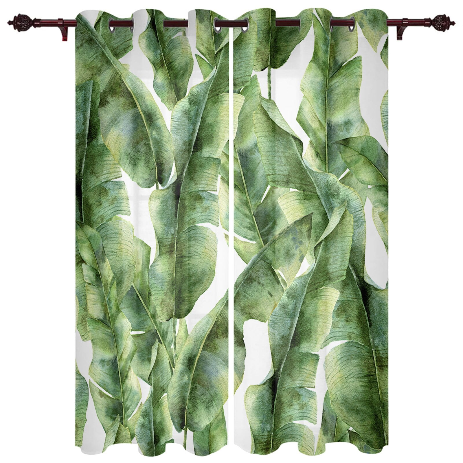 Banana Leaf Tropical Plant Leaves Window Curtains Home Decor Bedroom ...