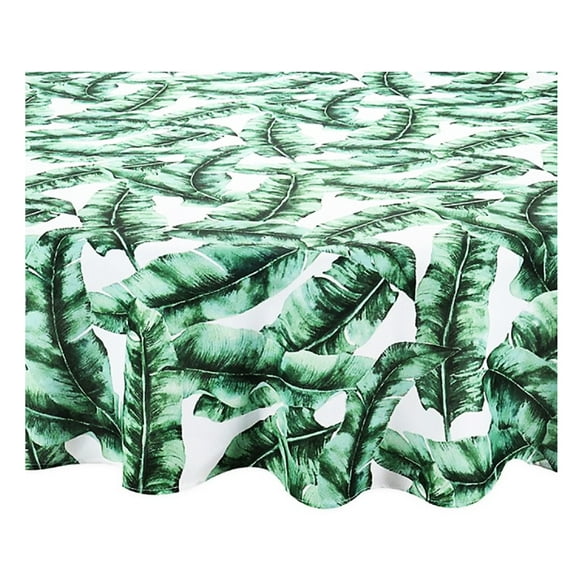Banana Leaf Tropical Tablecloth 60 x 84 Rectangle Indoor Outdoor Green White Table Trends