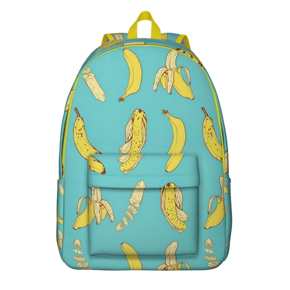 Banana Lover Backpack for School, Sweet Yellow Banana Print Daypack with Tropical Vibes and Cute Illustration Design