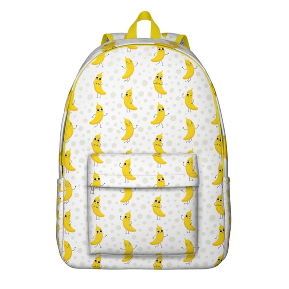 Banana Lover Backpack for School, Sweet Yellow Banana Print Daypack with Tropical Vibes and Cute Illustration Design