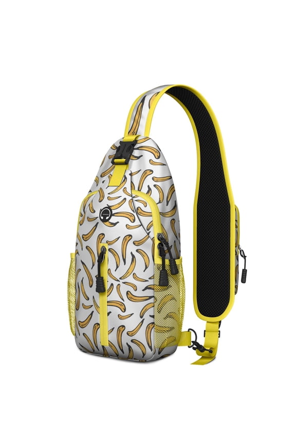 Banana Lover Sling Backpack with Tropical Fruit Pattern, Cute Yellow Banana Print Crossbody Daypack, Kawaii Cartoon Sweet Design, Lightweight and Durable