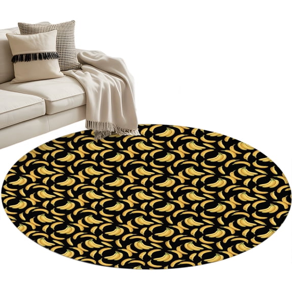 Banana Luxury Round Rug 4ft Washable Circle Entryway Rugs Non Slip ...