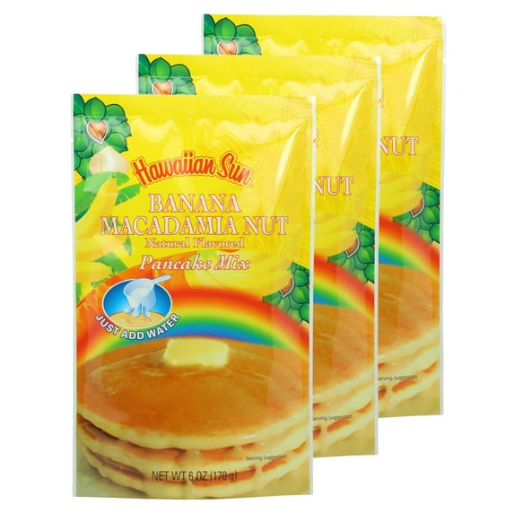 Banana Macadamia Nut Pancake AIF4 Mix, 6 Ounce (Pack of 3) by Hawaiian Sun