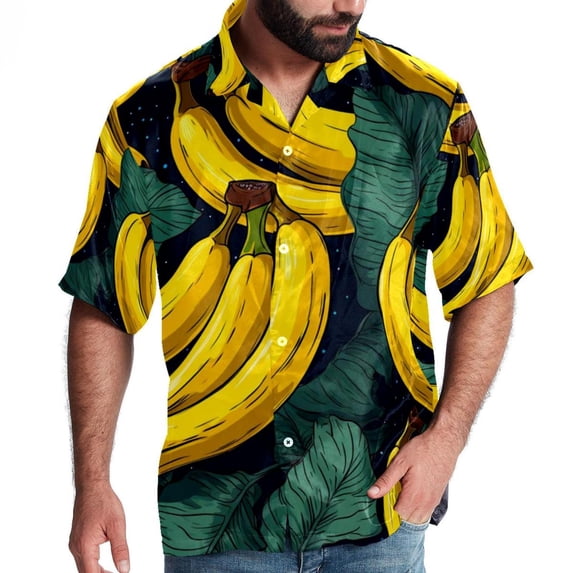 Banana Men's Casual Printed Button Down Short Sleeve Beach Shirts