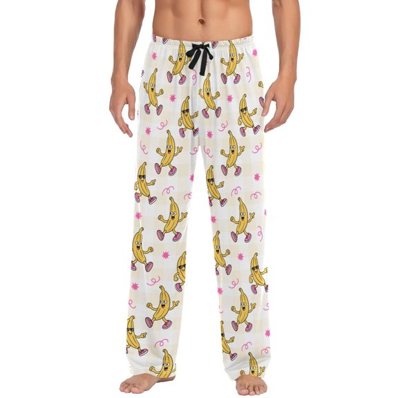 Banana Men's Pajama Pants Lightweight Pjs Bottoms Sleepwear Bottom Pants with Pocket Drawstring