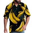 thumbnail image 1 of Banana Men's Short Sleeve Poplin Shirts, Casual Printed Button Down Tops for Summer Beach, Unisex with Spread Collar, 1 of 6
