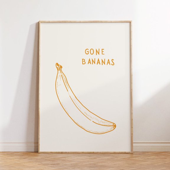 Banana Minimal Fruit Illustration Kitchen Poster UNFRAMED PAPER POSTER, Home Decor
