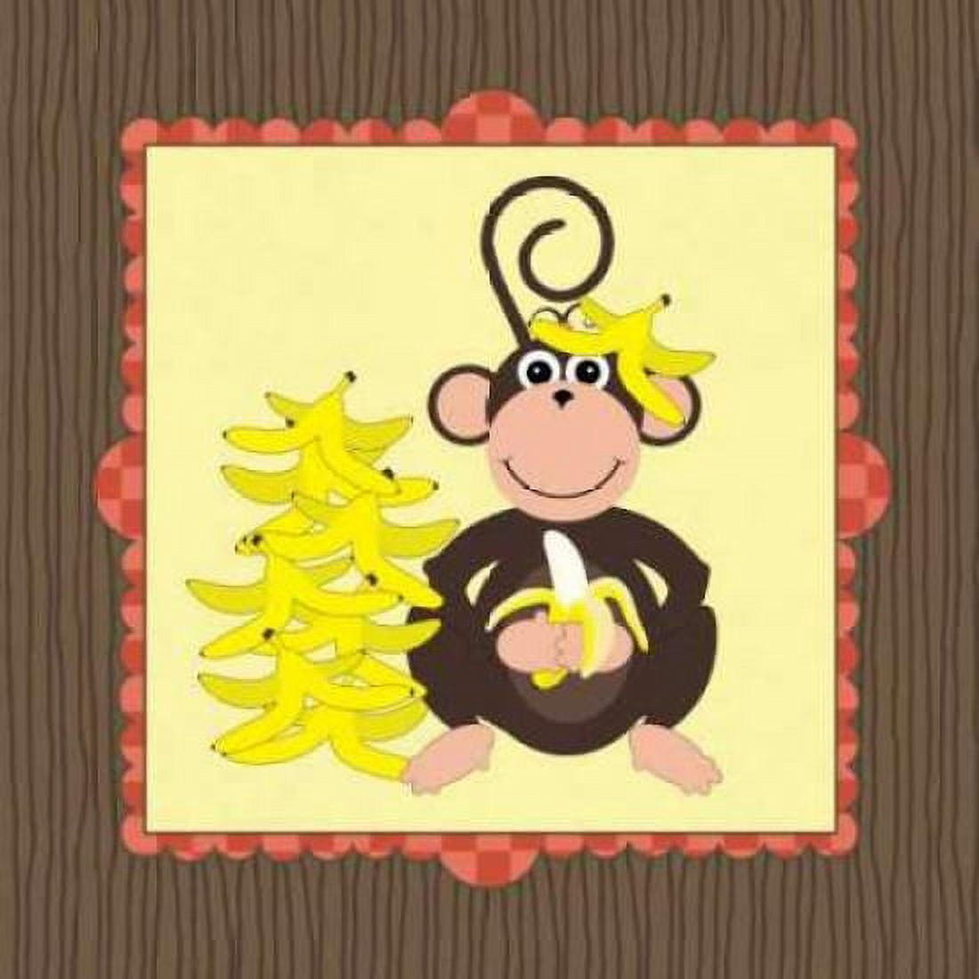 Banana Monkey Canvas Art - Stephanie Marrott (24 x 24)