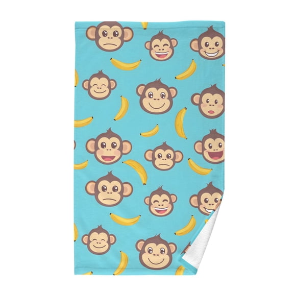 Banana Monkey Face Pattern Bath Towel 100% Cotton Soft Thick High Absorbency Hand Face Towel Single Pack 16x28in