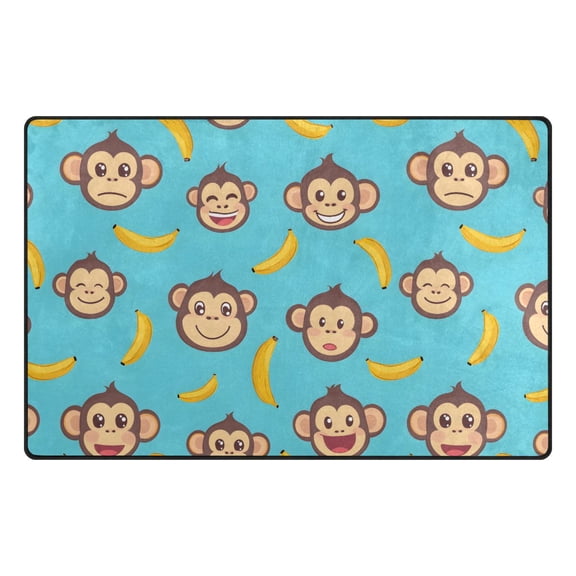 Banana Monkey Face Pattern Memory Foam Area Rug 31"x20" Non Slip, Absorbent, Fade Proof for Living Room, Bedroom, Office
