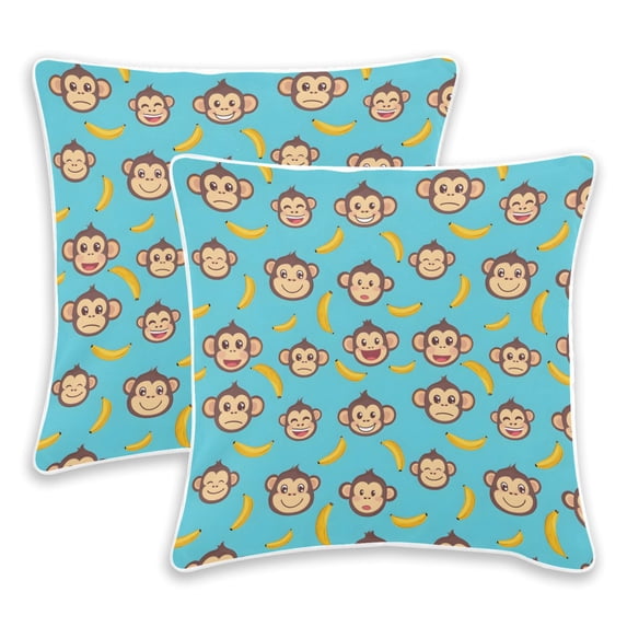 Banana Monkey Face Pattern Throw Pillow Covers Soft Burnout Velvet Set ...