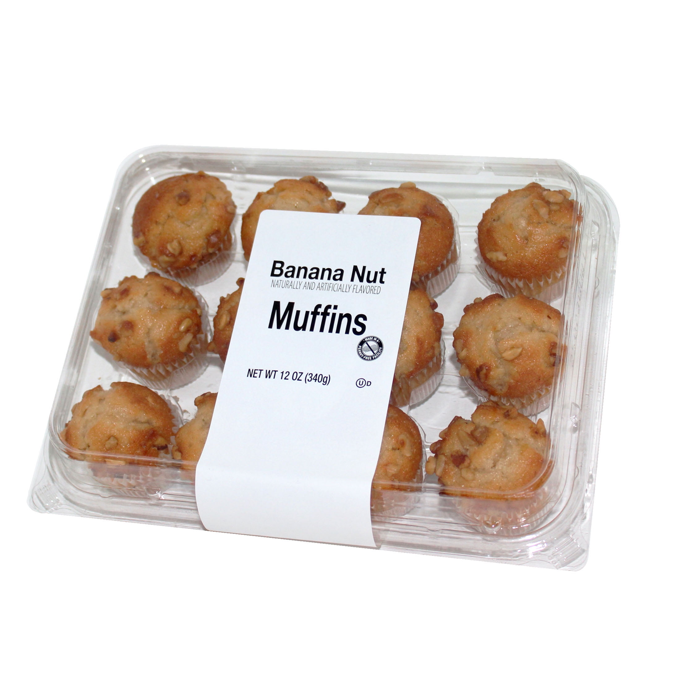 Unbranded Banana Nut Mini Muffins, 12 oz, 12 Count (Bakery Fresh, Breakfast Pastry)
