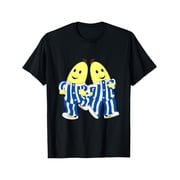 Banana Pajamas B1 And B2 Graphic T-Shirts, Made of, Casual Round Neck, High Elasticity, Regular Fit, Suitable for Adults, Featuring a Year-Round Animated Banana Double Print