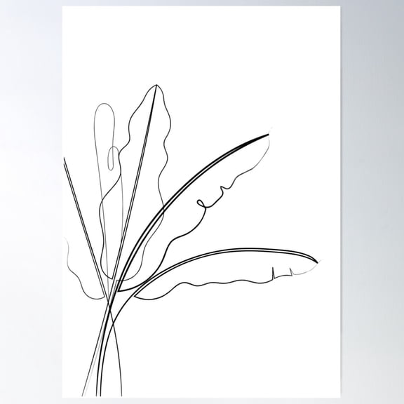 Banana Palm Line Drawing Poster Wall Art, Modern Wall Decor For Living Room Bedroom, 12x18 UNFRAMED