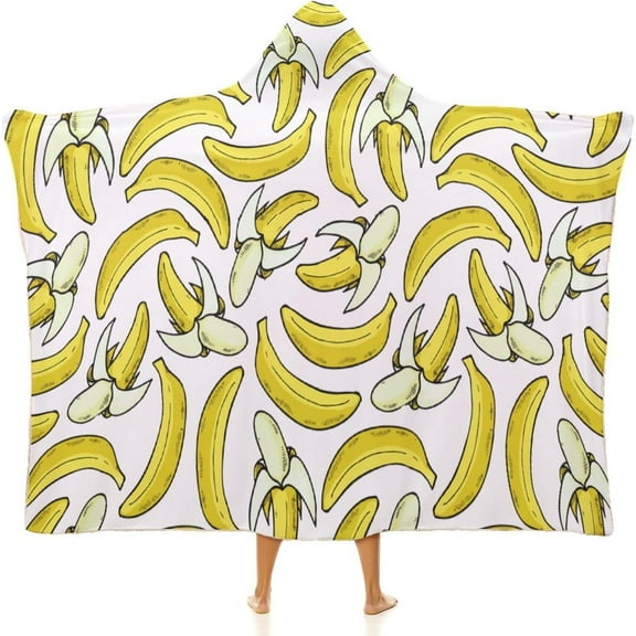 Banana Peel Wearable Hooded Blanket For Adults Soft Warm Hoodie Throw Cloak Wrap For Home Office Camping