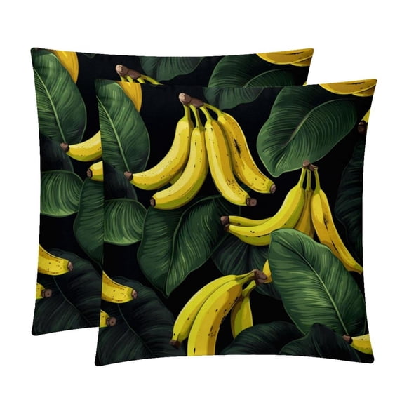 Banana Pillow Covers Sets - Decorative Pillows for Bed and Couch - Unique Patterns - Available in 16x16, 18x18, and 20x20 Inches - Set of 2 for Any Occasion