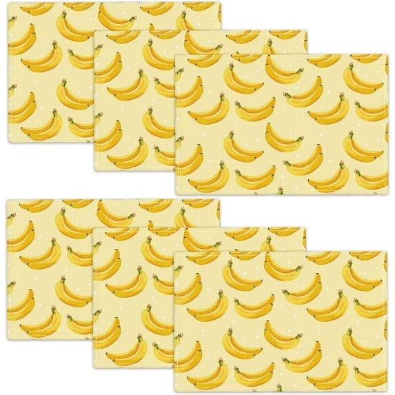 Banana Placemats Set of 6, Funny Fruit Place Mats Table Mats for Kitchen Dining Table Kitchen Decor Linen 12x18 Inch