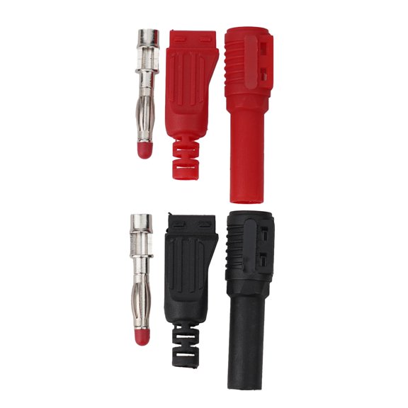 Banana Plug Standard 4Mm Shrouded Black And Red Right Angle Banana Plug Connectors Best For Diy Welding (Set Of 2) Fangkenuo