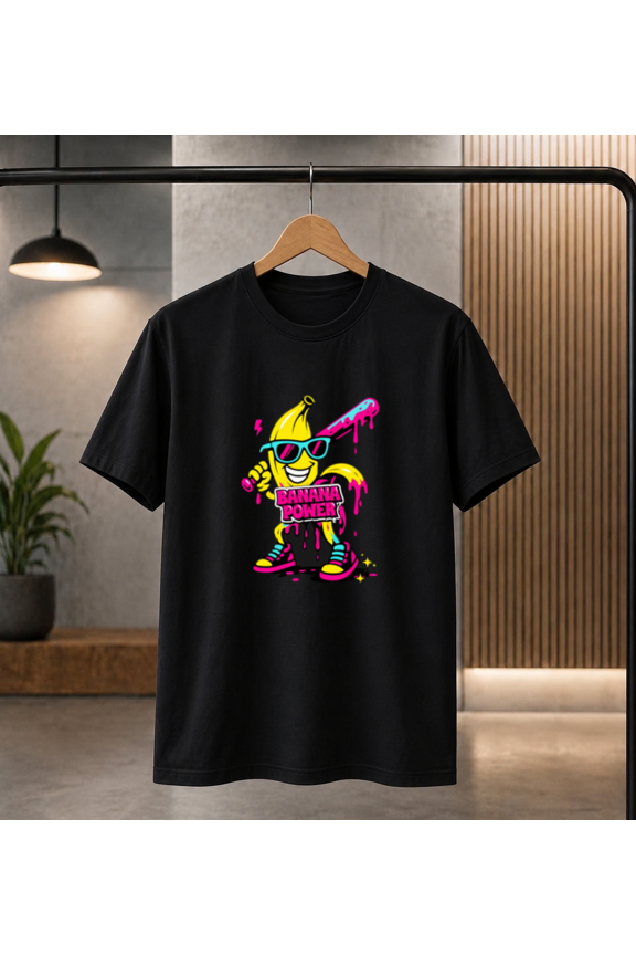 Banana Power Cartoon Character T-Shirt, for men & women, S-5XL