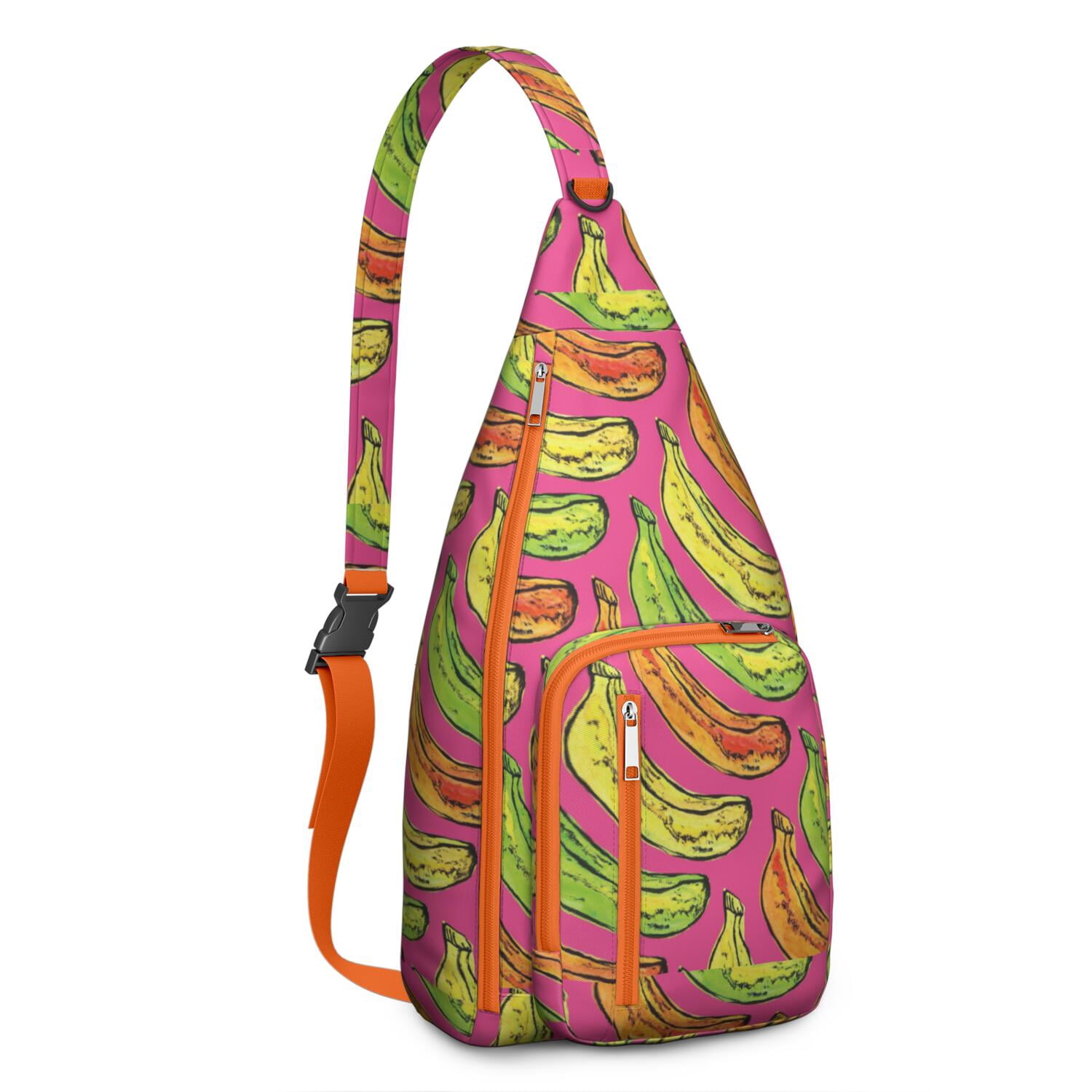 Banana Print Sling Backpack – Fun & Tropical Hiking Bag with Cute ...