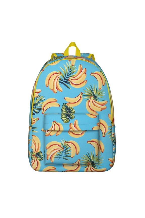 Banana Print Waterproof Backpack - Cute Kawaii Tropical Fruit Design Laptop Bookbag for College Students, Durable Lightweight School Backpack with Reinforced Straps & Multi-Pockets