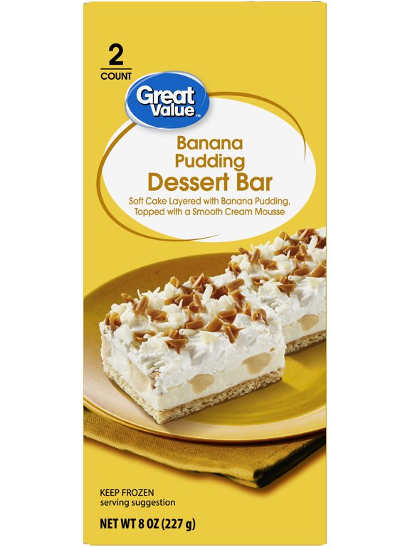 Banana Pudding Dessert Bar, Frozen Layered Cake Dessert, 2 Count, 8 oz