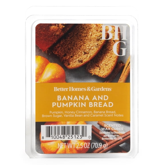 Banana Pumpkin Bread Scented Wax Melts, Better Homes & Gardens, 2.5 oz (1-Pack)