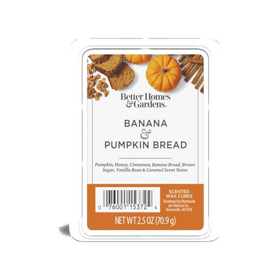Banana Pumpkin Bread Scented Wax Melts, Better Homes & Gardens, 2.5 oz (1-Pack)