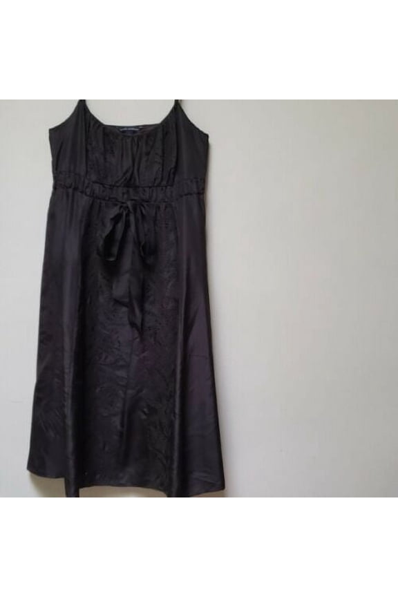 Banana Republic 0P 100% Silk Black Tie Belt Dress Spaghetti Strap Embroidered 0 New