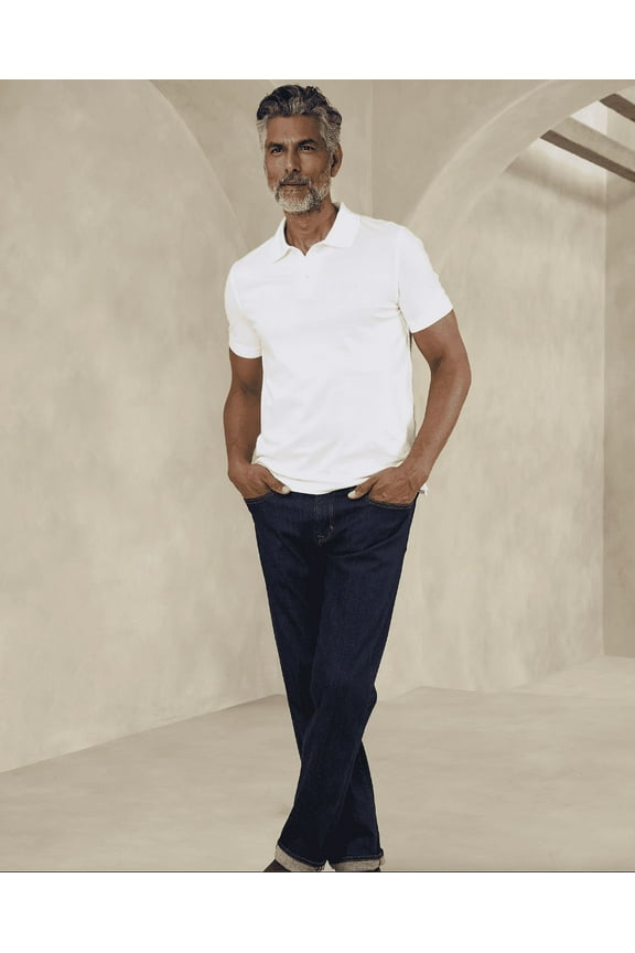 Cotton Monogram Pique Polo, Size M, White