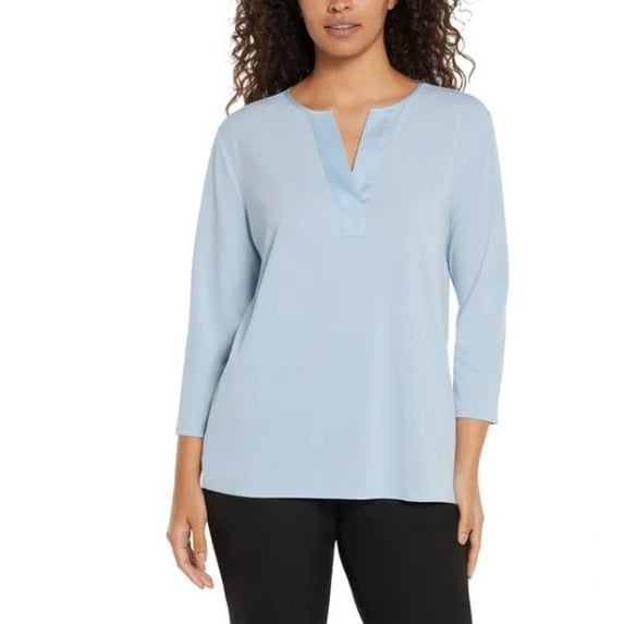 Banana Republic Ladies' Size 3X (26-28) V-Neck 3/4 Sleeve Top Blouse, Blue