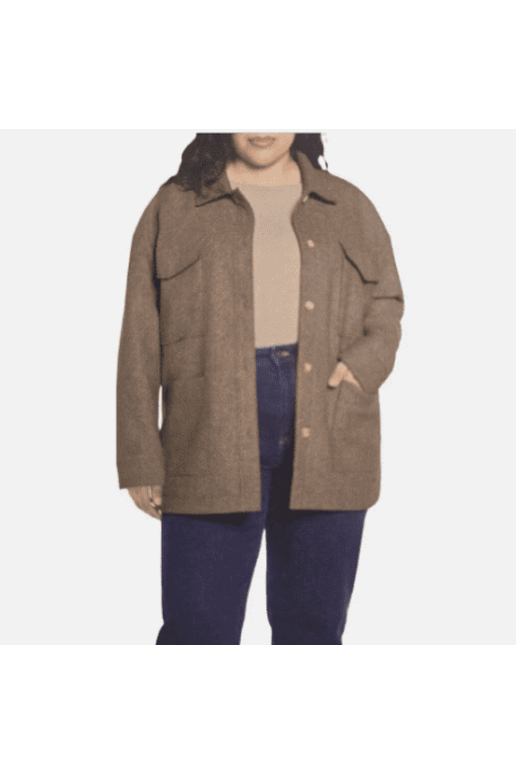 Ladies' Structured 4 Pocket Super Soft Shirt Jacket Large Brown