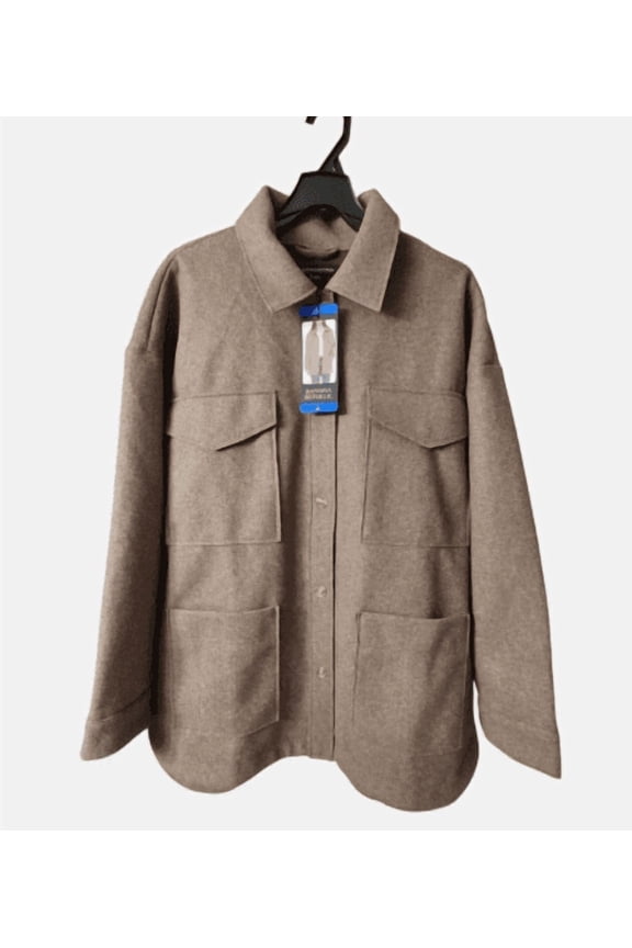 Ladies' Structured Brown 4 Pocket Super Soft Large Shirt Jacket Medium