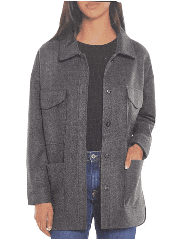 Ladies' Structured Gray 4 Pocket Super Soft Large Shirt Jacket Medium